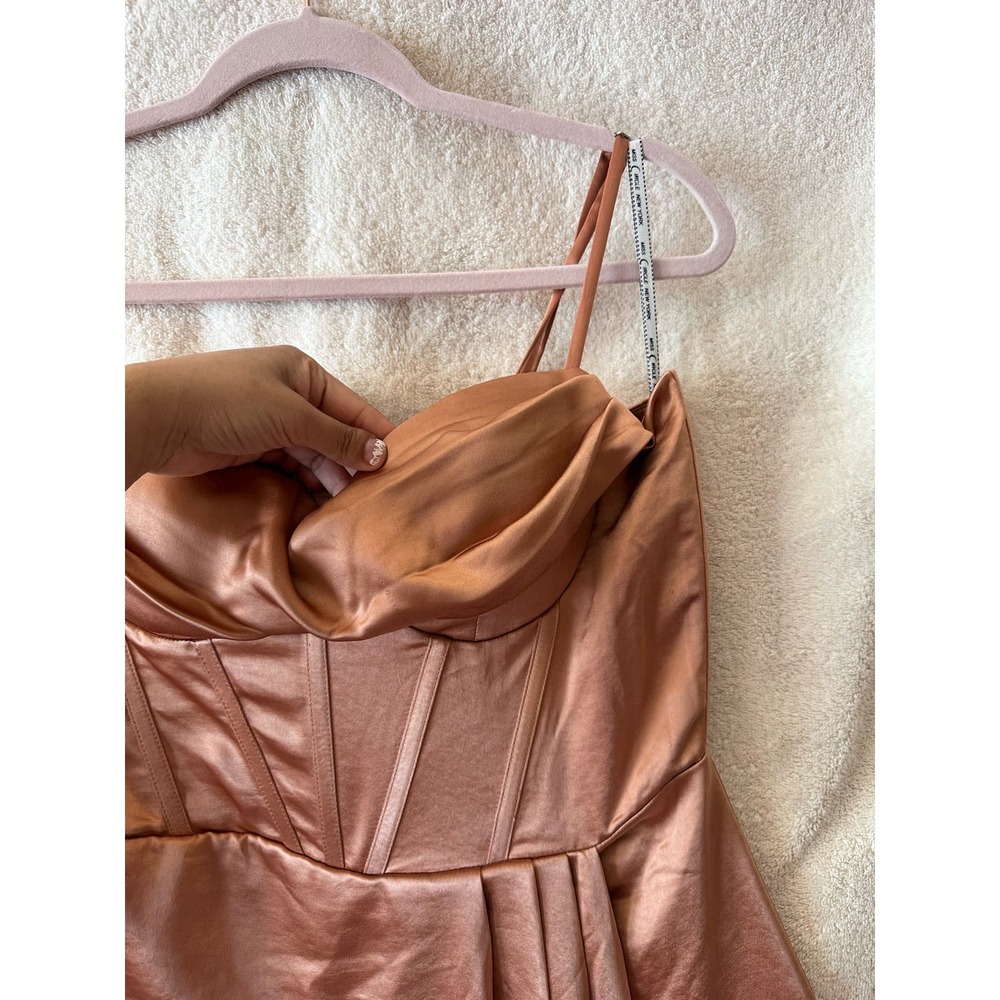 Miss Circle Brigid Coffee Satin Corset Dress Size XL - Picture 11 of 16